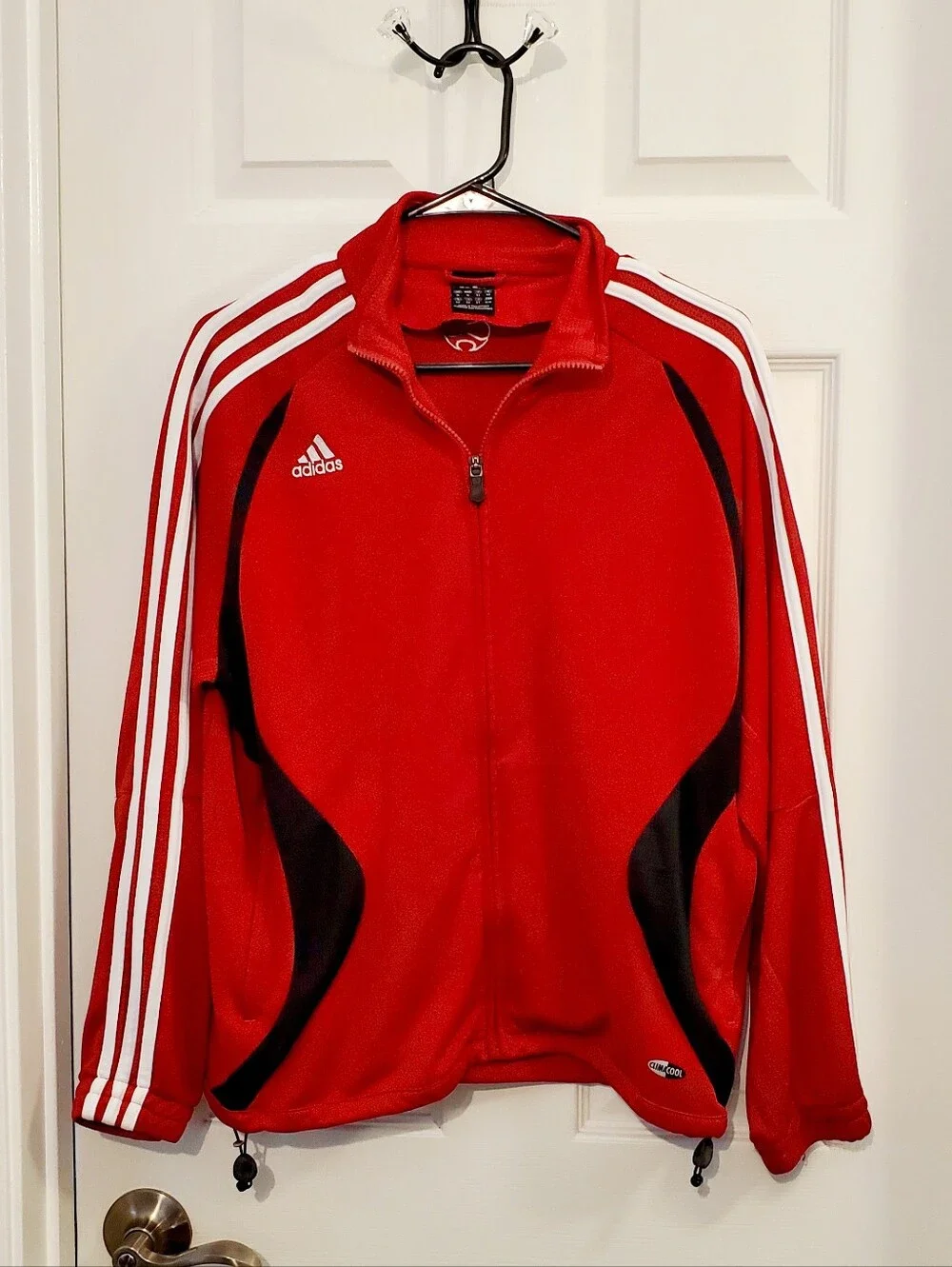 Vintage Adidas Men’s Red Full-Zip Track Jacket 2007 Size M